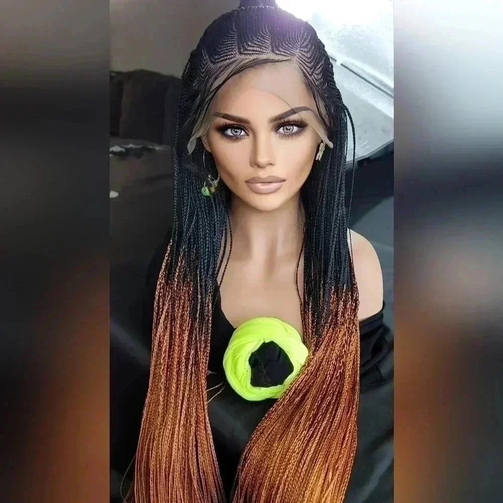 Braided Wig: 100% handmade long ombre  350/ black wig Human-Synthetic NWT - Picture 11 of 17